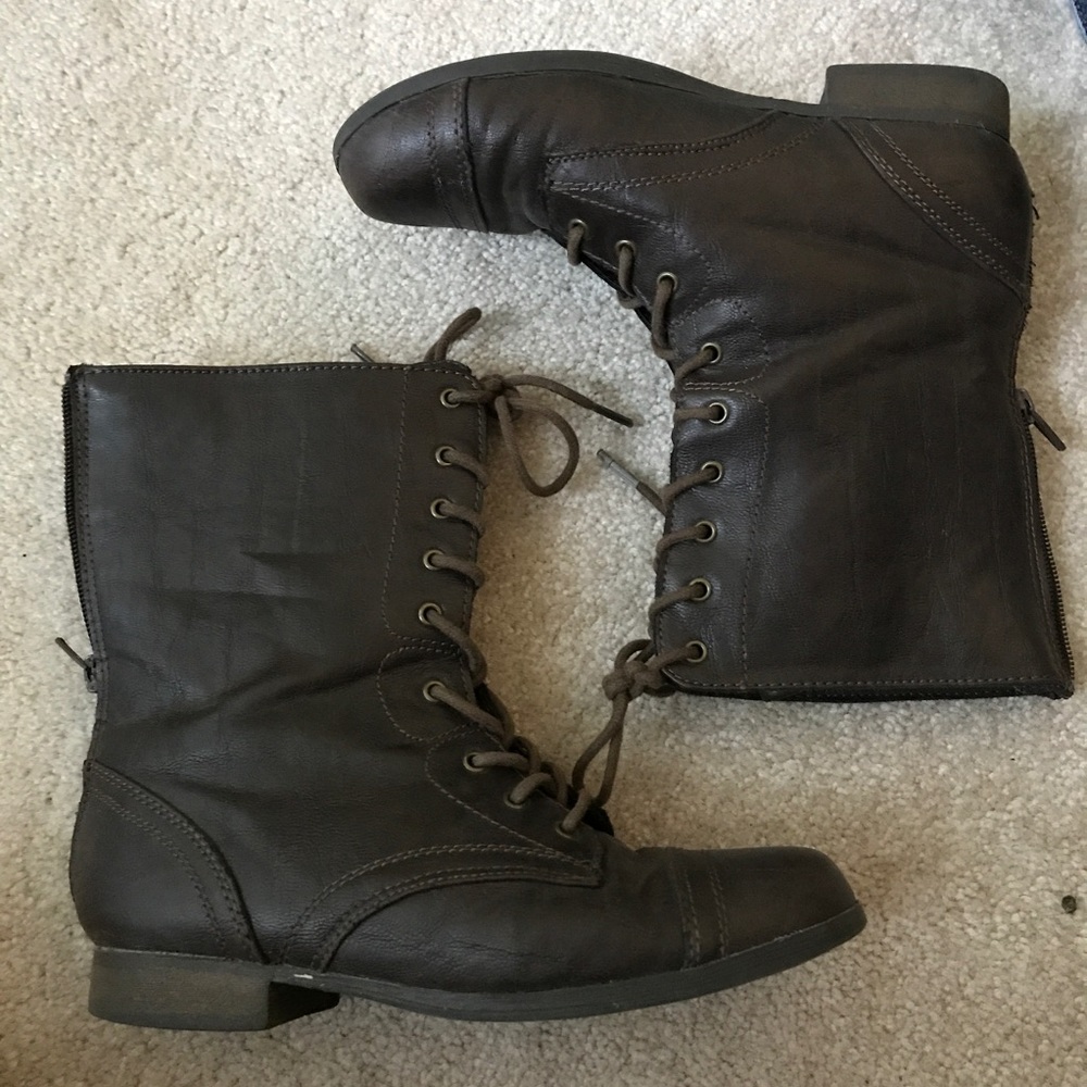 brown combat boots