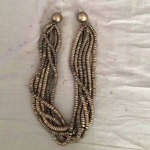Gold multistrand beaded necklace