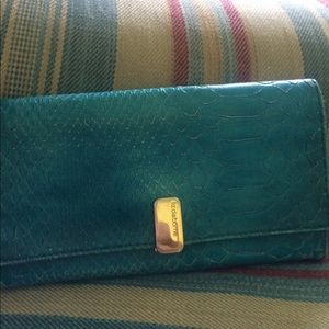 Liz Claiborne blue snakeskin pattern wallet