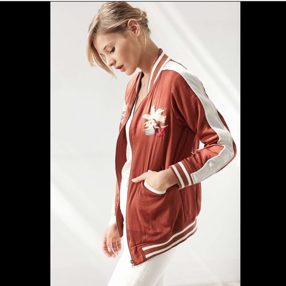 Urban Outfitters Satin Embroidered Bomber Jacket M - Picture 2 of 6
