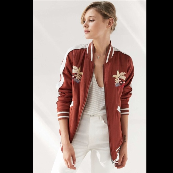 Urban Outfitters Satin Embroidered Bomber Jacket M - Picture 3 of 6