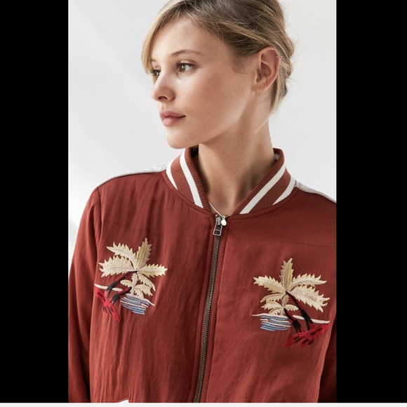 Urban Outfitters Satin Embroidered Bomber Jacket M - Picture 5 of 6