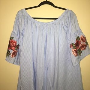 Embroidered sleeve blouse