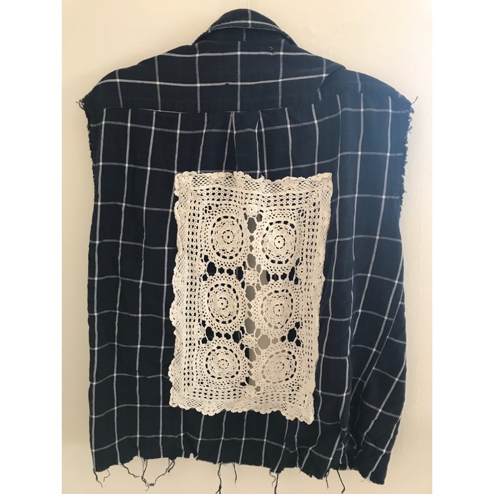 Vintage cut off flannel with lace