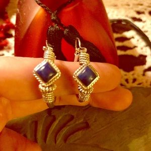 Sterling and Lapis hoop earrings.