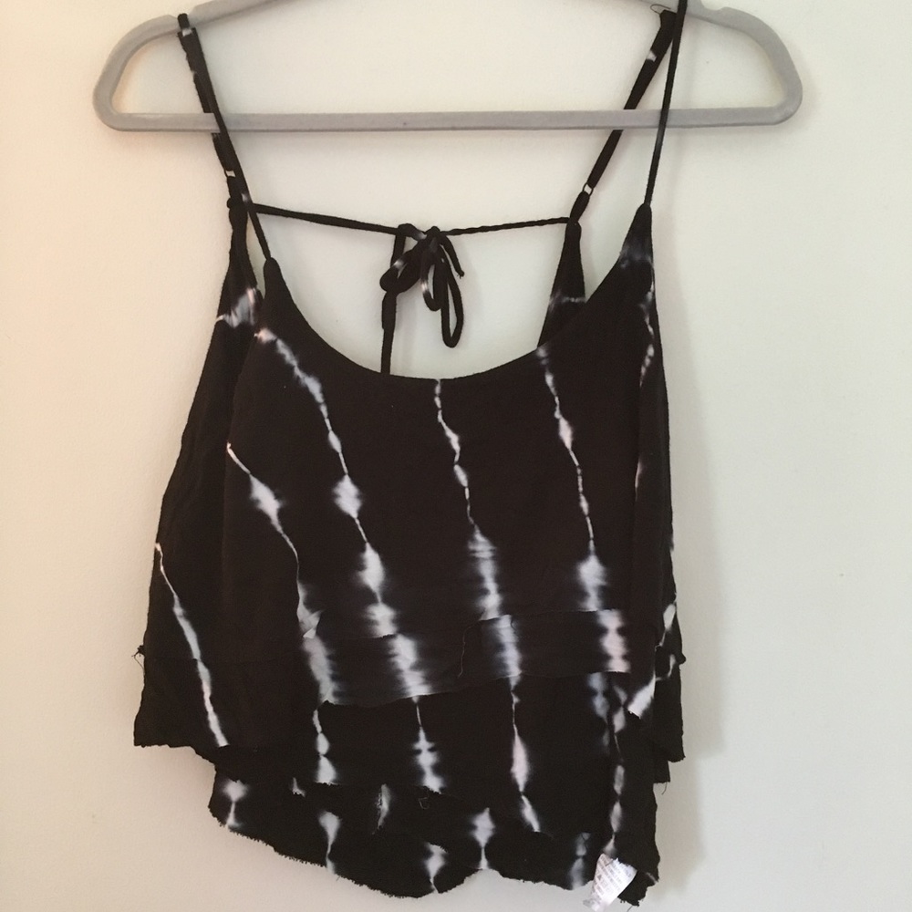 black and white tie dye top