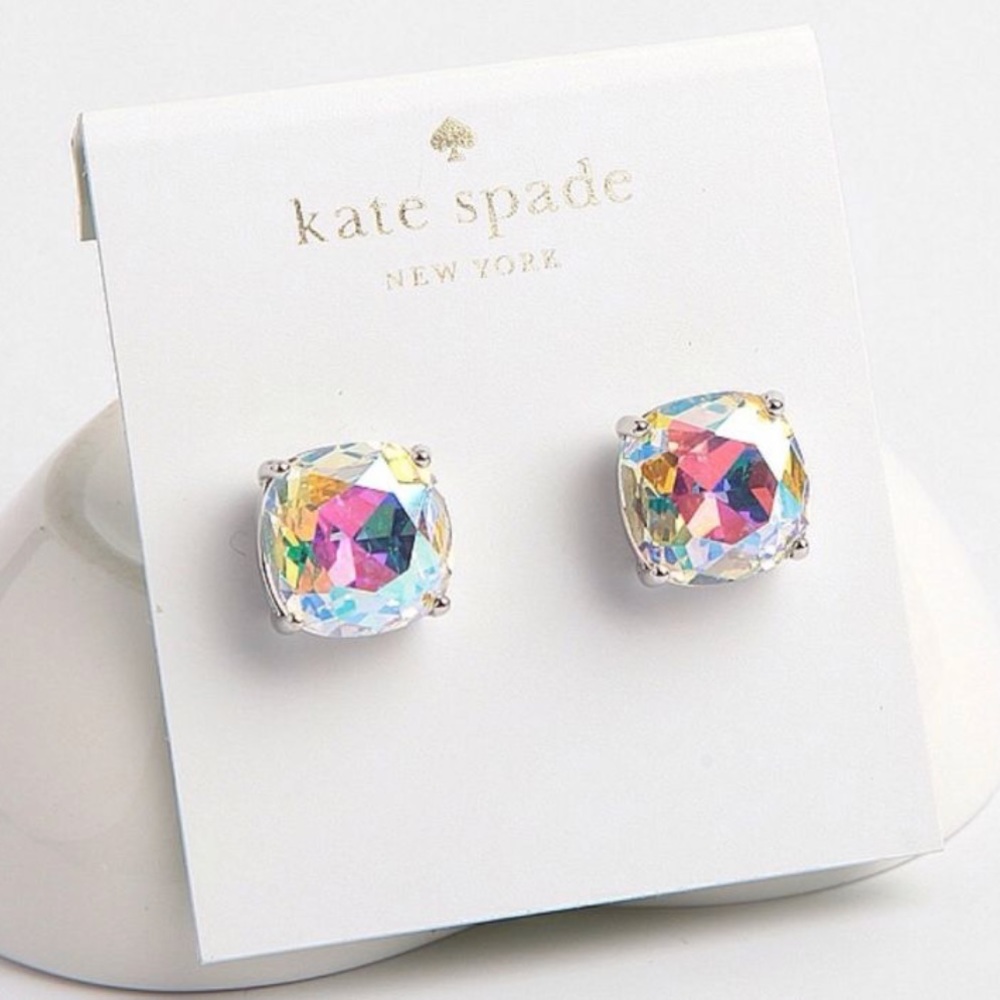 KATE SPADE AB Silver Large Stud Earrings Cushion