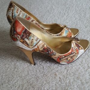 Carlos Santana multicolored open toe pumps