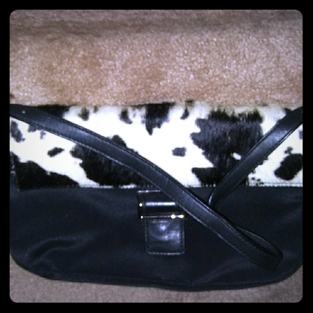 Cow Print Short Shoulder Length Black Purse