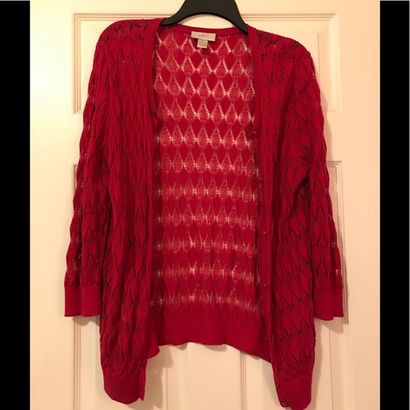 LOFT Sweaters - Loft Lightweight Raspberry Red Cardigan