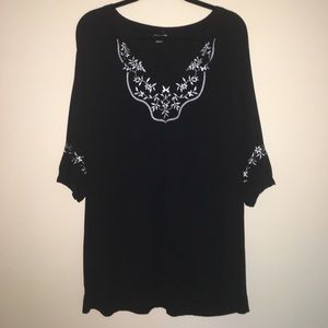 Black with silver embroidered flower shirt