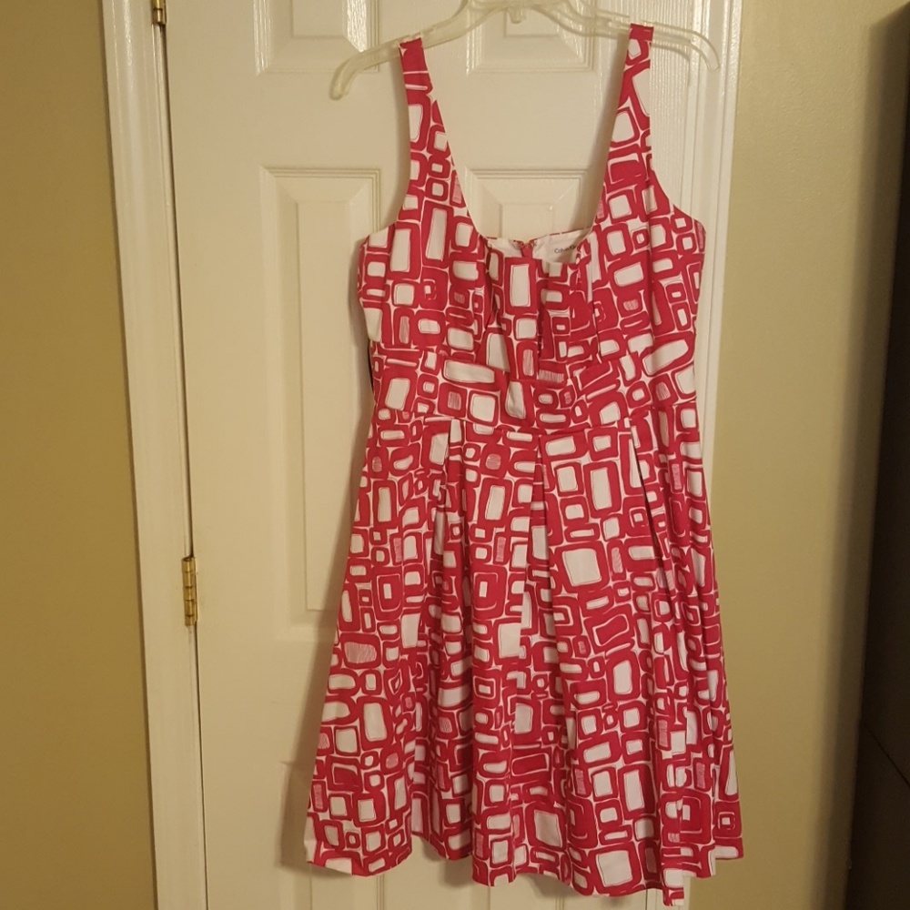 Pink and white geometric dress Calvin Klein