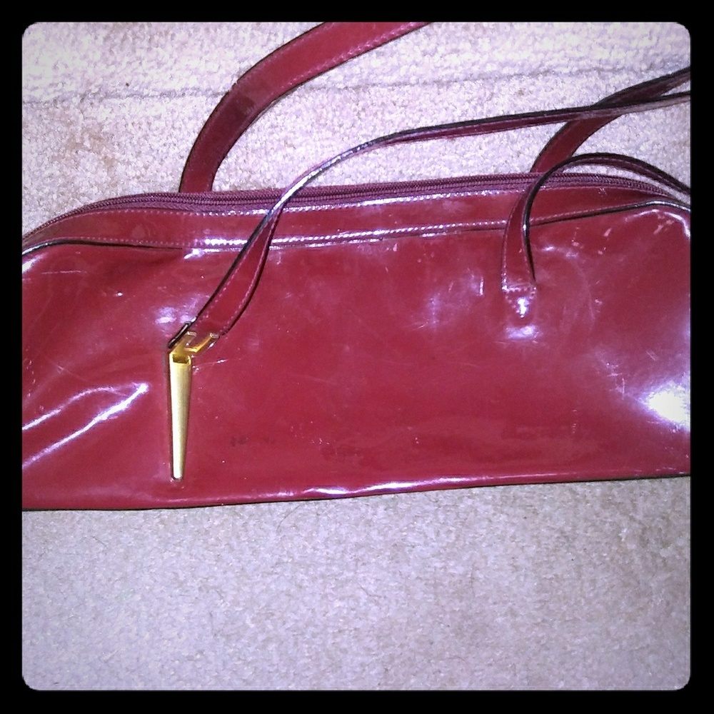 Red Patent Leather Short Shoulder Strap Purse