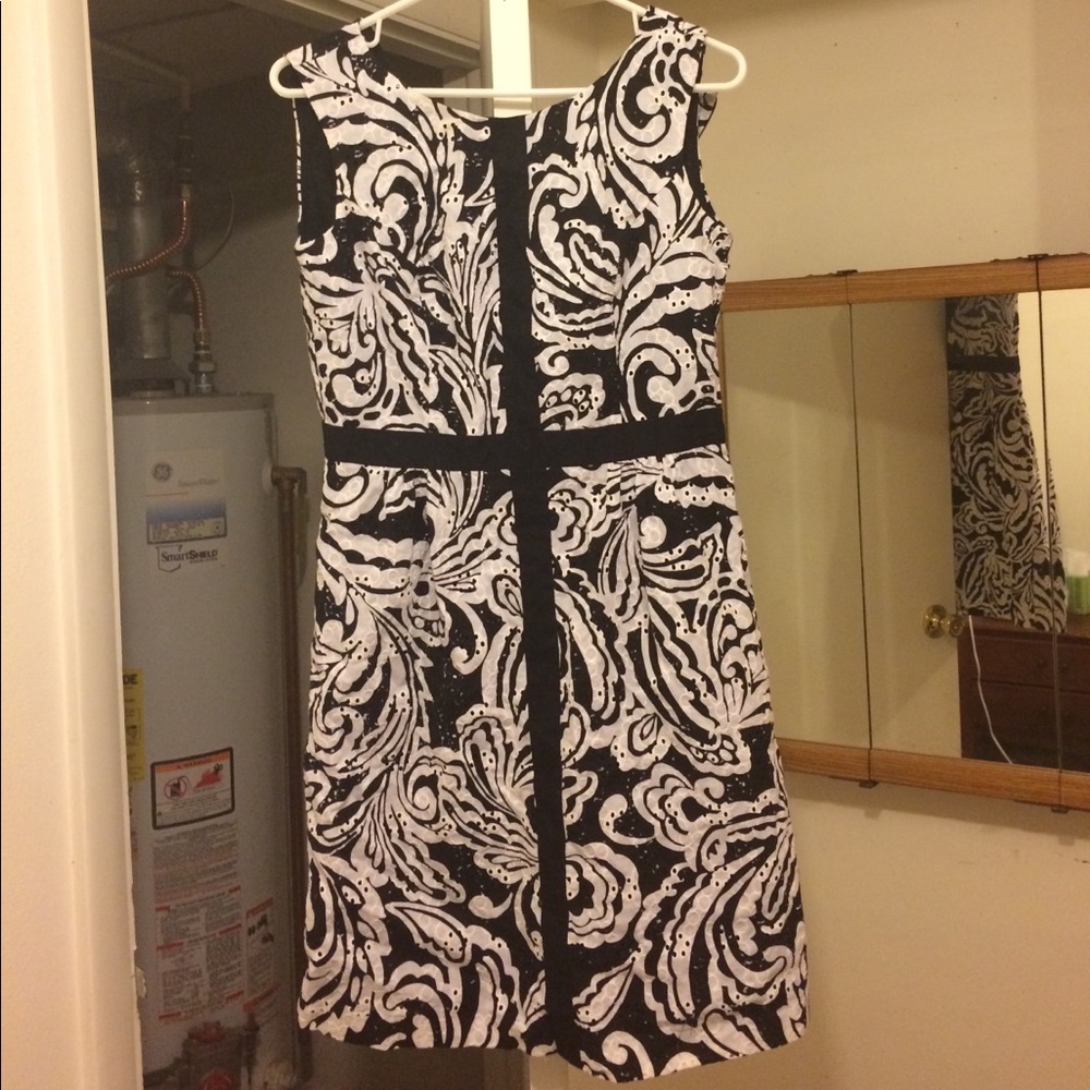 Black and white floral cotton dress