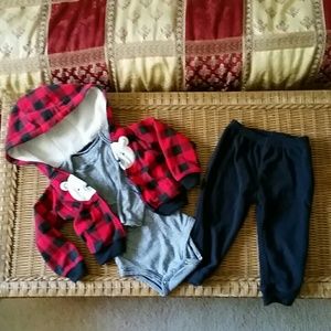 *SOLD* Carters Plaid Polar Bear Winter Sweat Set