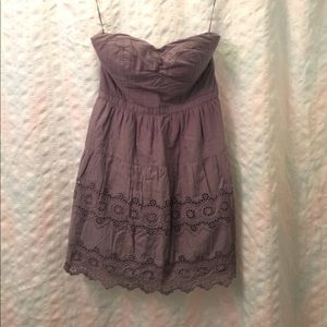 Gray strapless sun dress with cute detail