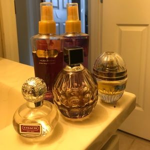 Juicy, VS, Coach, and Jimmy Choo perfumes