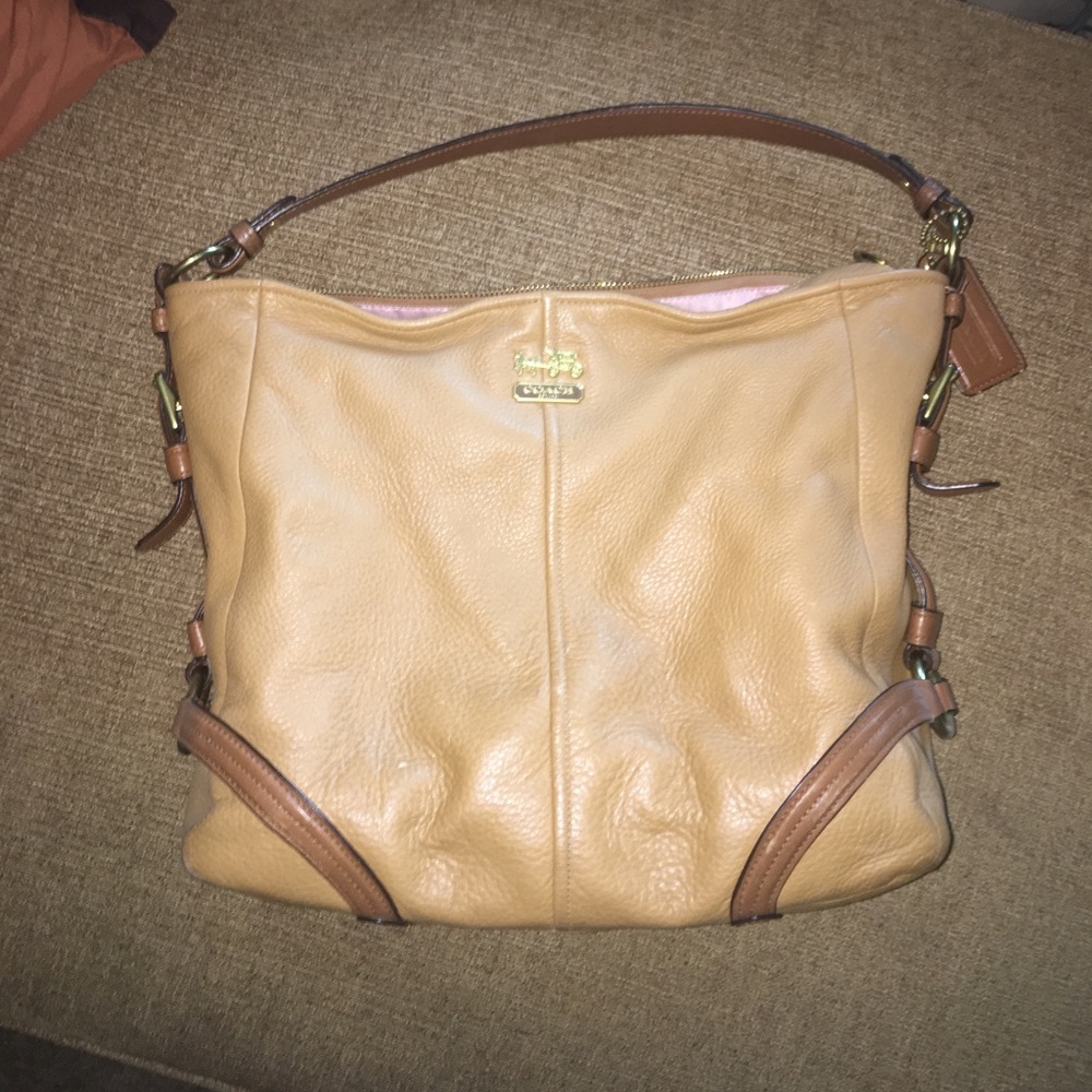 Brown leather coach purse