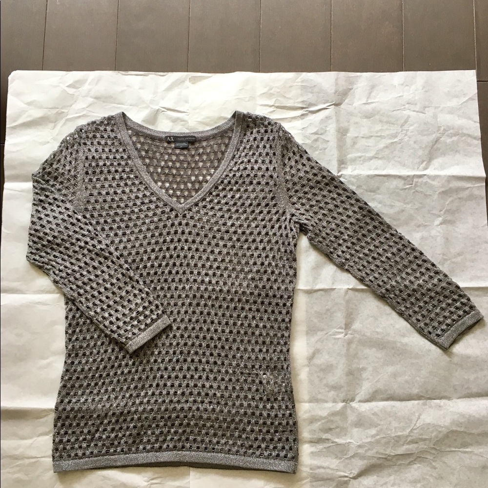 Armani Exchange silver sparkly blouse