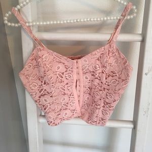 3 for $17 deal! Pink lace crop top.