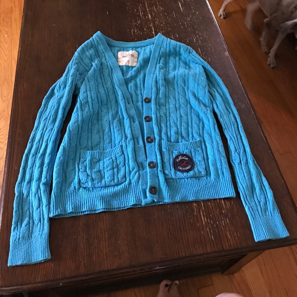 Blue hollister button up sweater cardigan⭐️