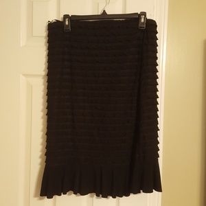 Black ruffle pencil skirt