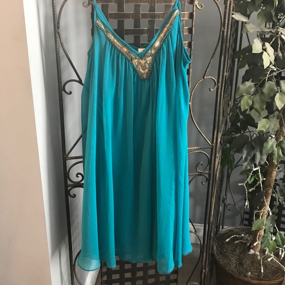 Turquoise spaghetti strap dress