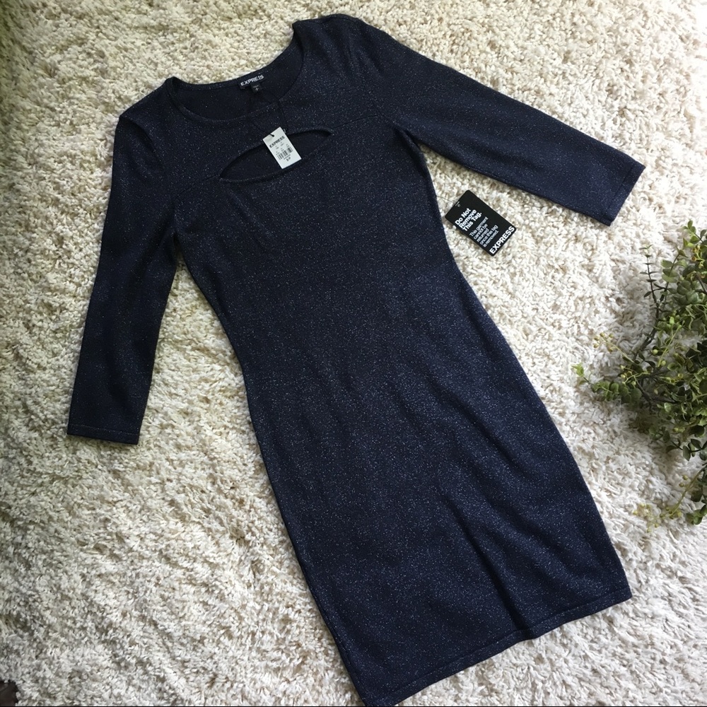 Express Long Sleeve Keyhole Dress NWT