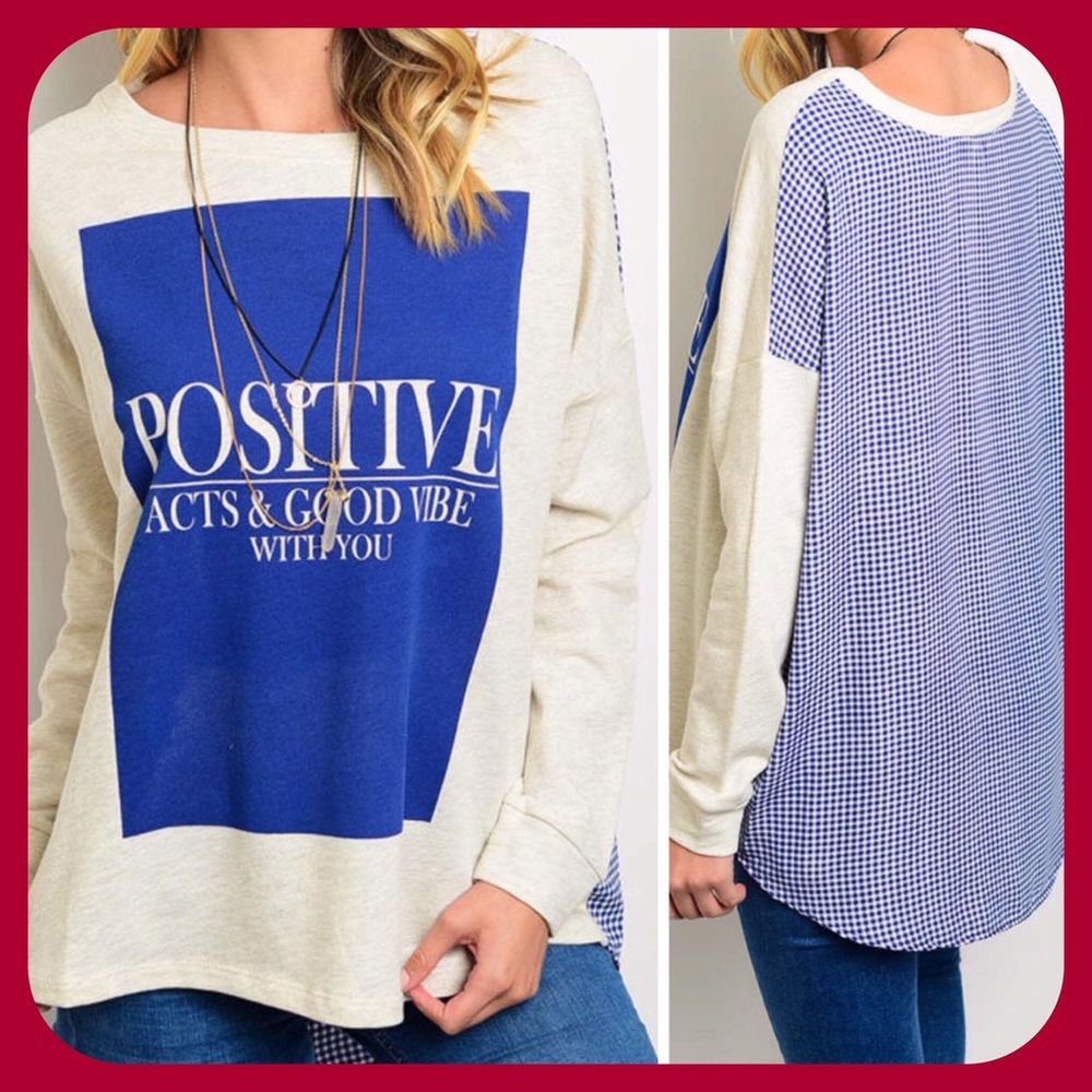 Cream Blue Top ( MADE USA)LOVE❤️
