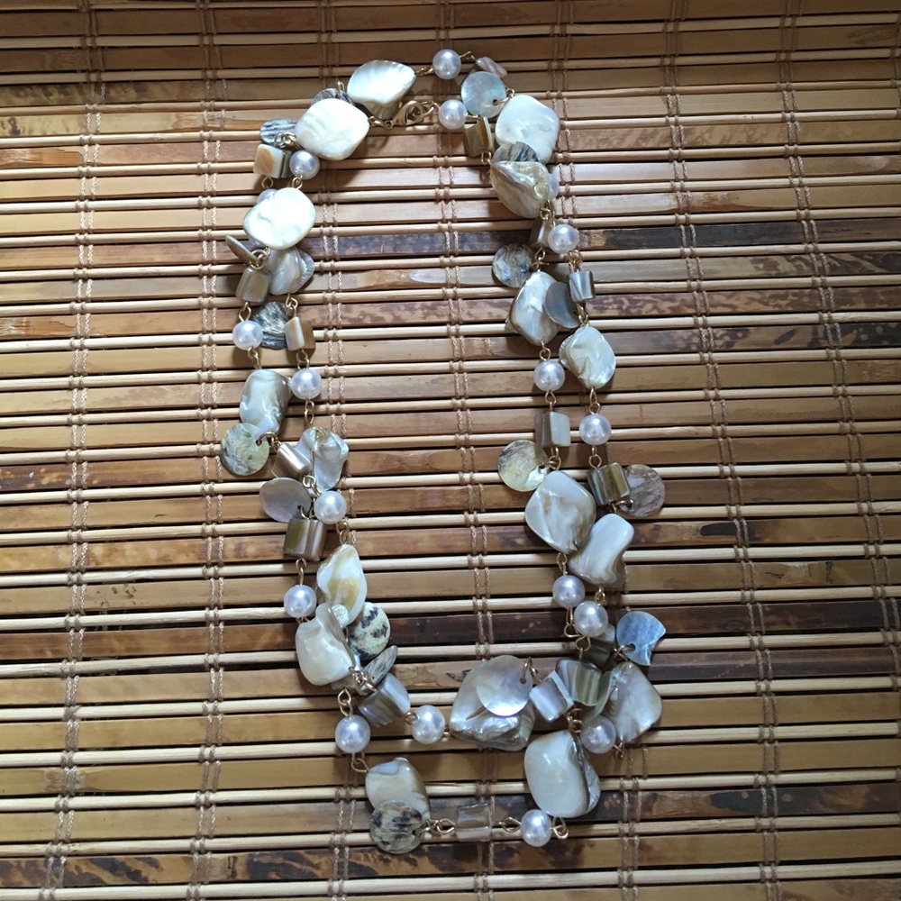 Unique Mother of Pearl Shell Necklace Long - Picture 2 of 6