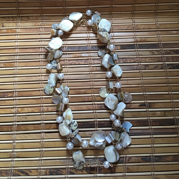 Unique Mother of Pearl Shell Necklace Long - Picture 2 of 6