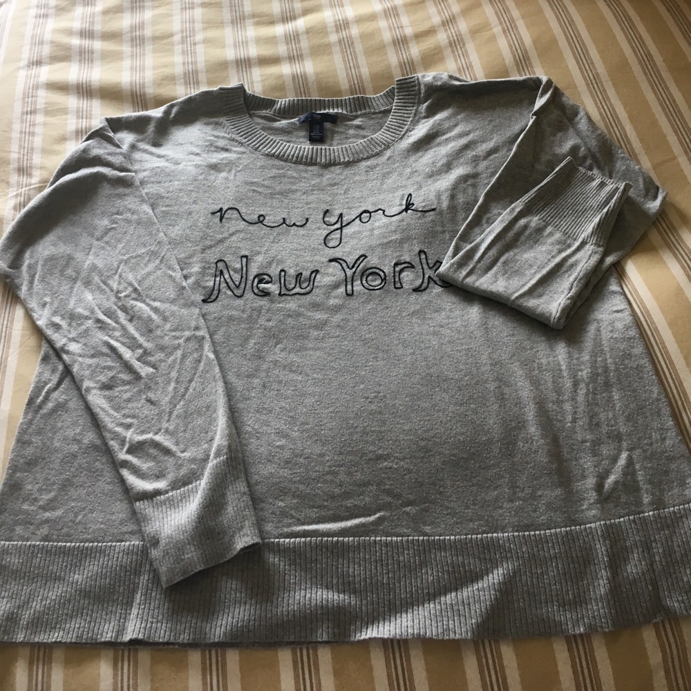 Grey long sleeve cotton sweater