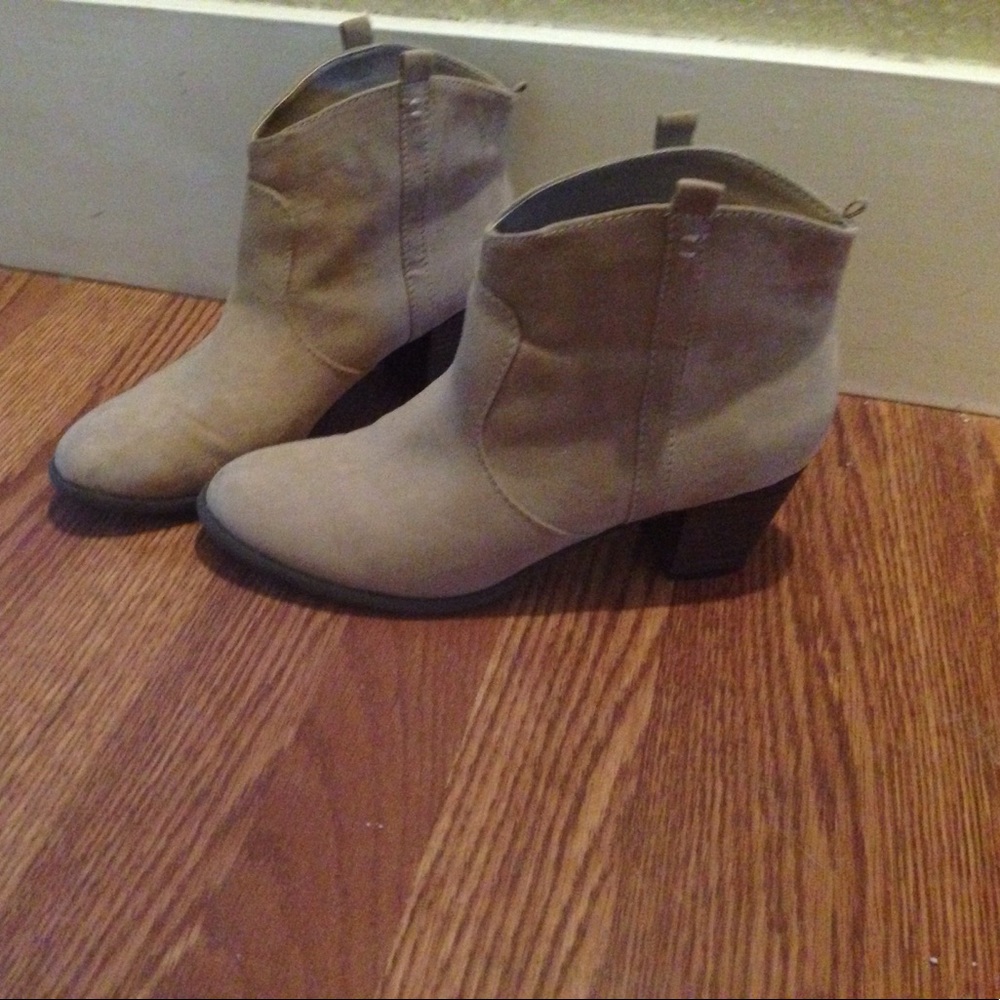 Tan faux suede boots