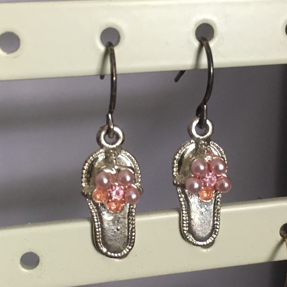 Silver Dangling Flip Flop Earrings