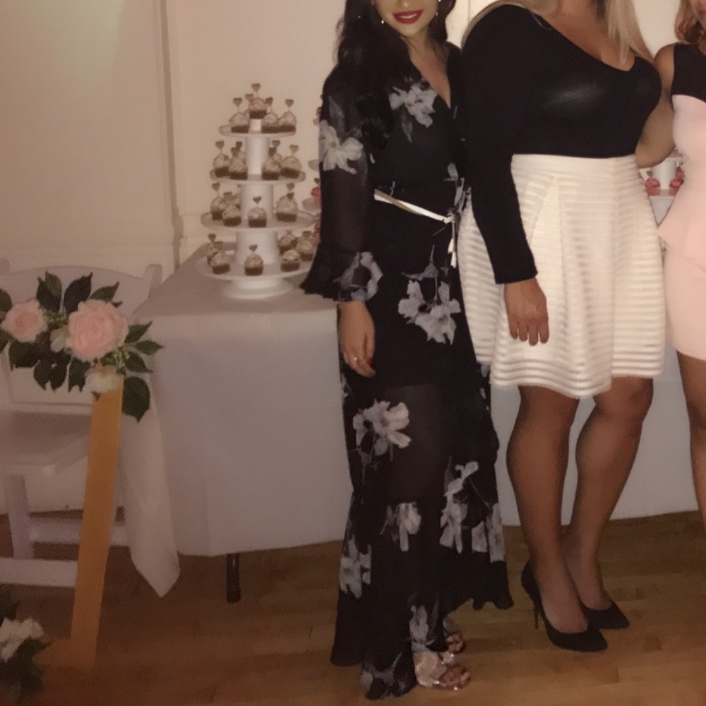 Long sleeve black floral dress