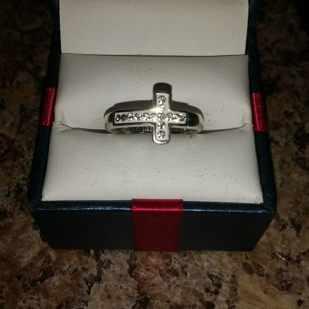 "Miracles Happen" Sterling Silver Cross Ring