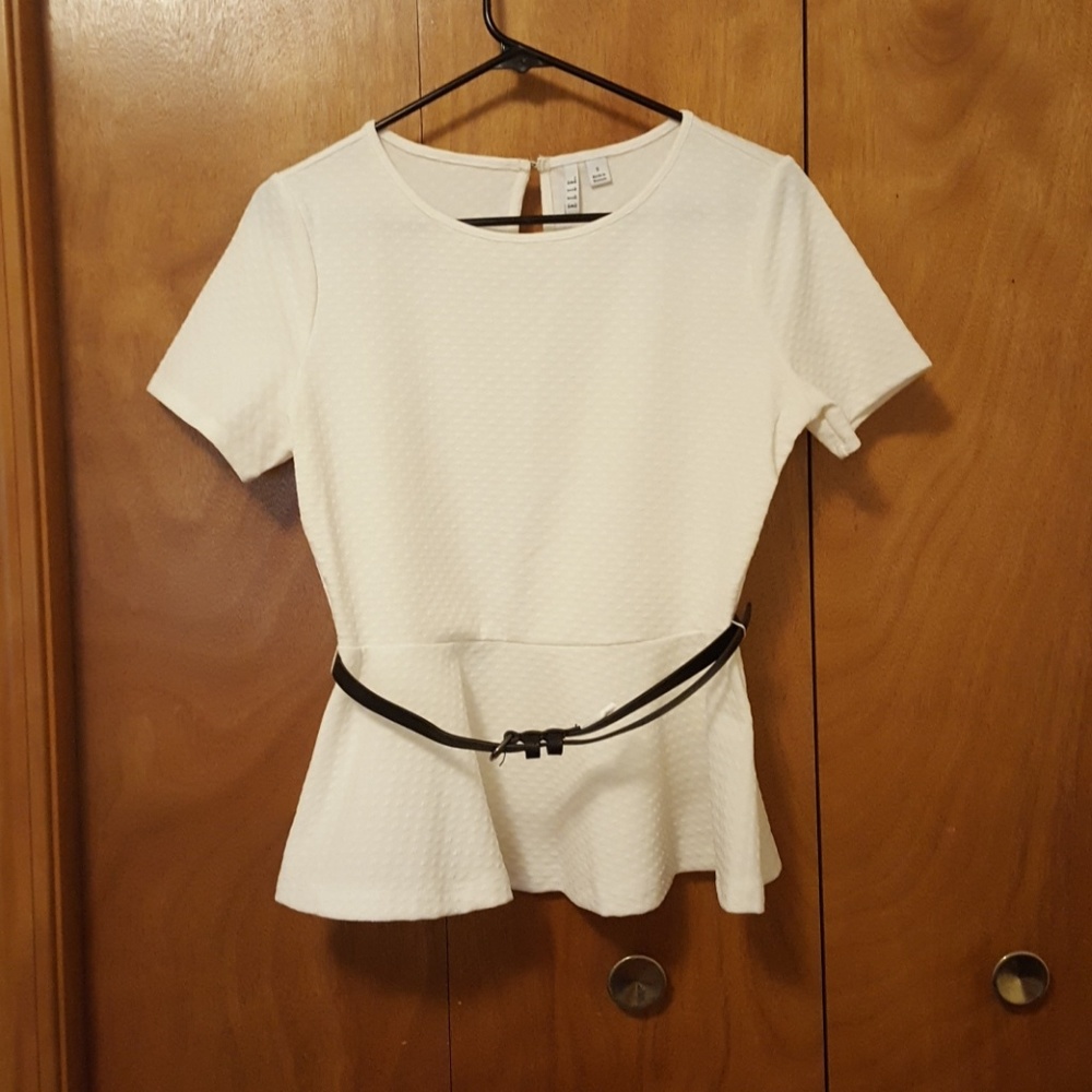 Baby doll white textured dress shirt