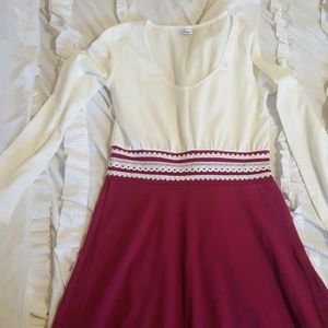 Boutique Cream & Maroon Maxi Dress