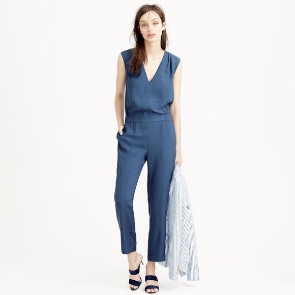 J. Crew Pants - J. Crew Drapey Oxford Crepe V-Neck Romper Jumpsuit