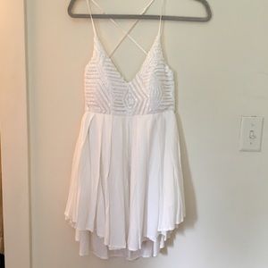 white sequin bodice dress