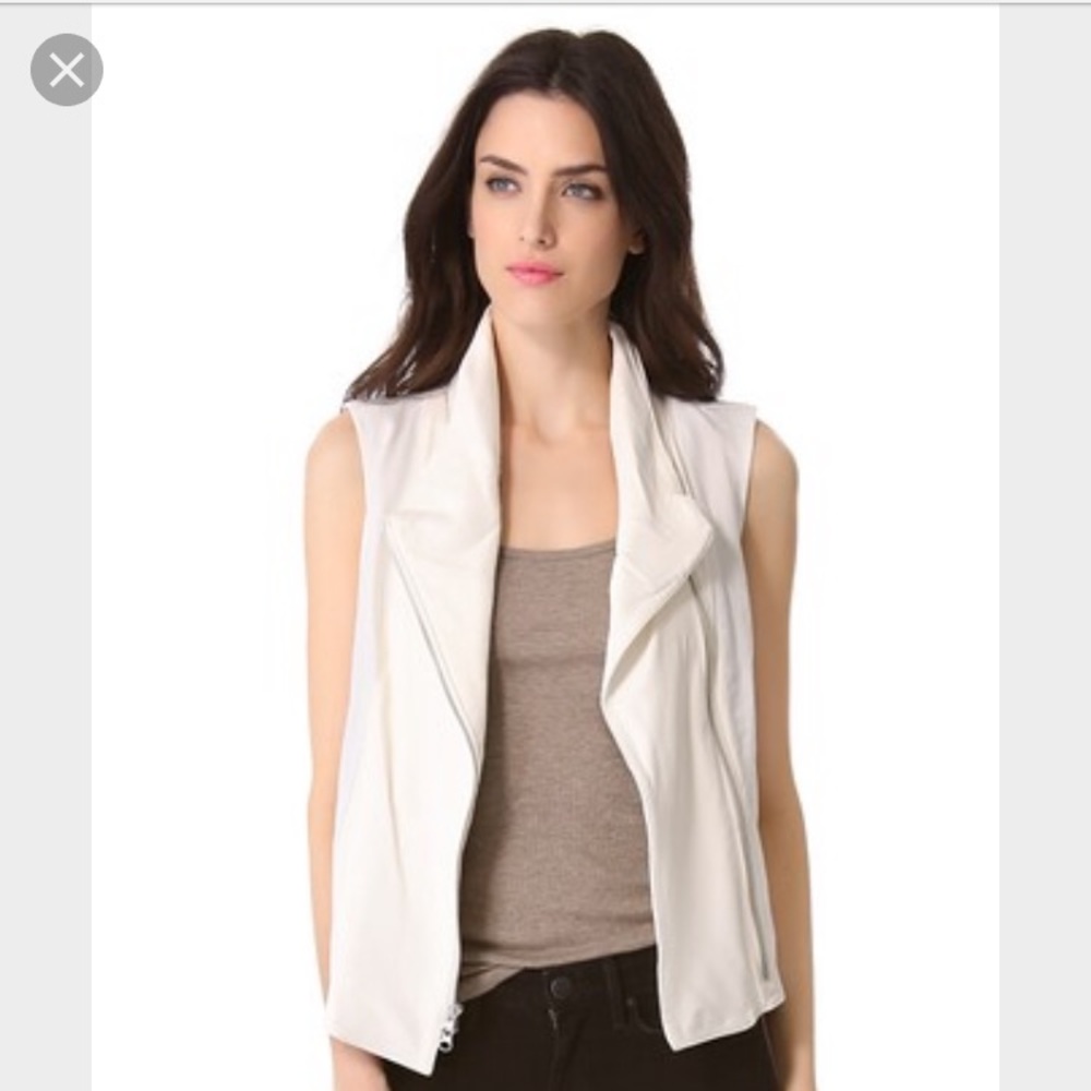 Vince linen vest with leather trim