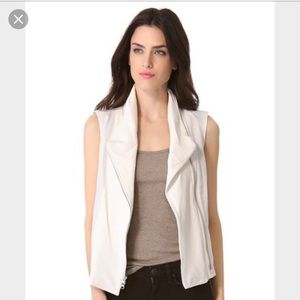 Vince linen vest with leather trim