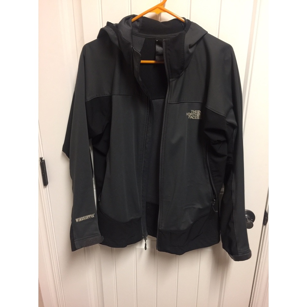 North Face Hooded Windbreaker Black & Grey - Small