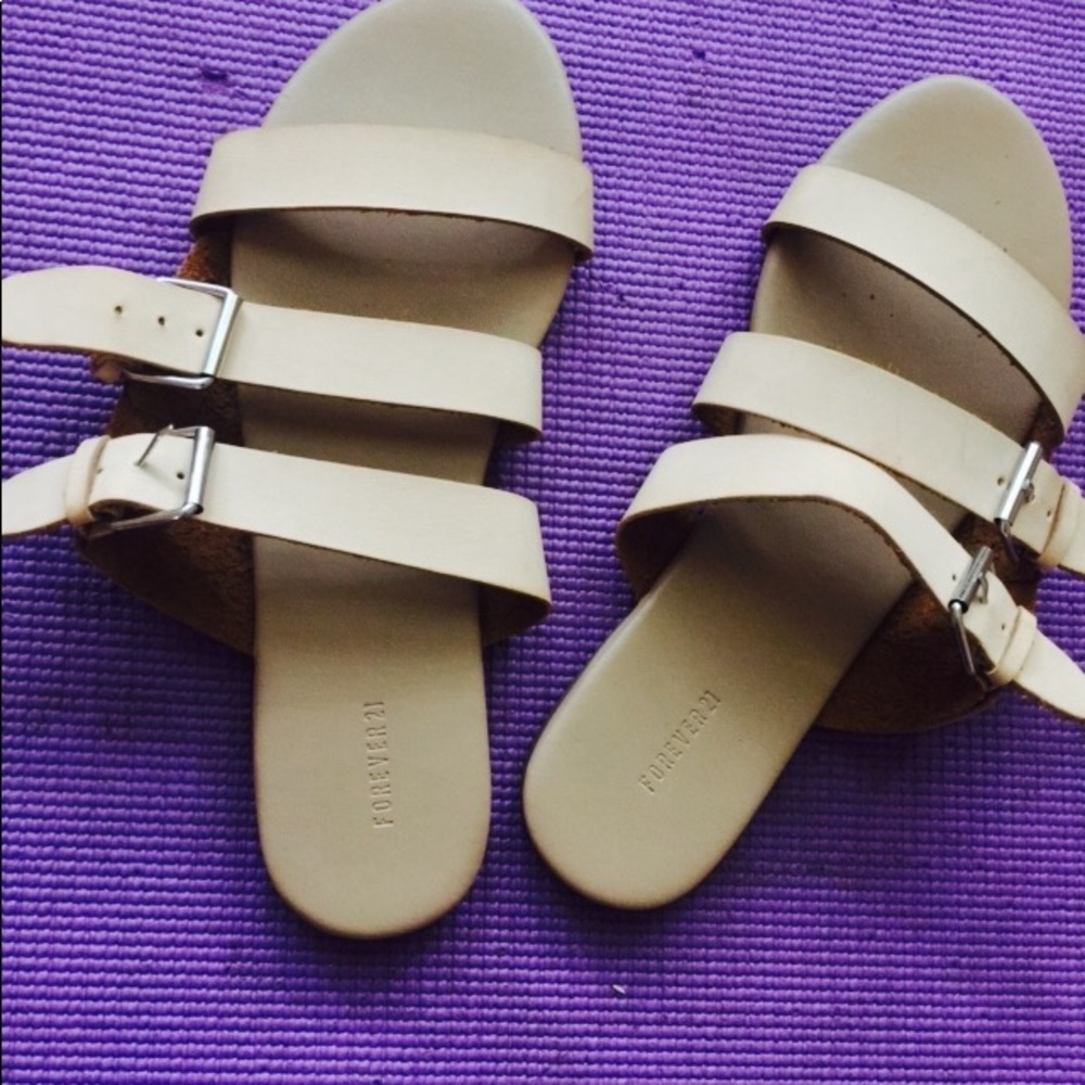 Beige Buckle Sandals