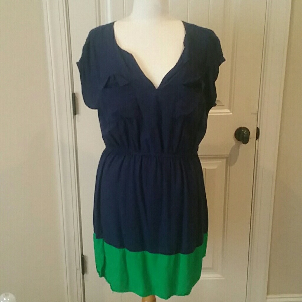 Escapada  navy and green dress