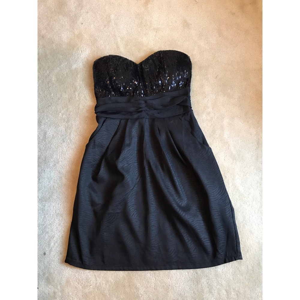Strapless black dress