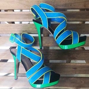 Jessica Simpson EVANGELA Statement Heels 💛💚💙