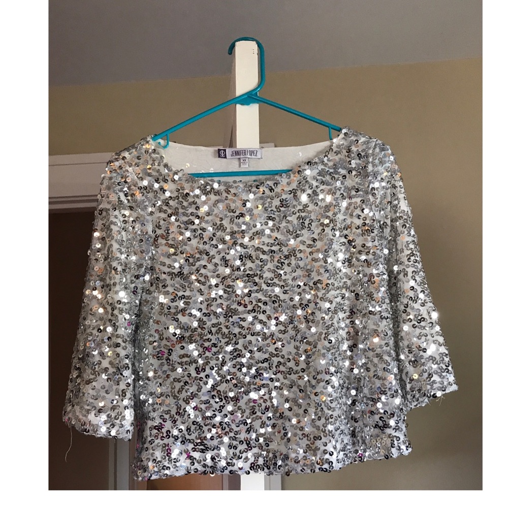 Jennifer Lopez Silver sequined top