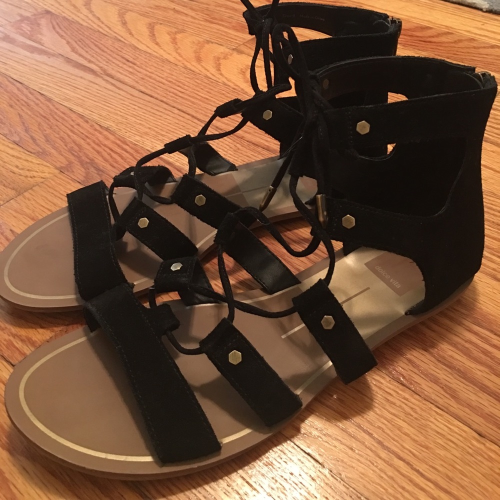 Black and gold gladiator sandals