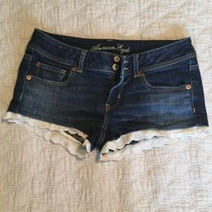 Lace trimmed Jean Shorts
